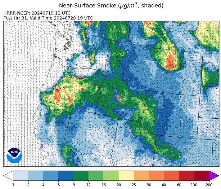 By Saturday afternoon, the HRRR smoke model shows smoke from Canadian wildfires drifting south into parts of Eastern Montana.